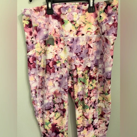 RBX Floral Print Pink & Purple Leggings - Picture 3 of 5